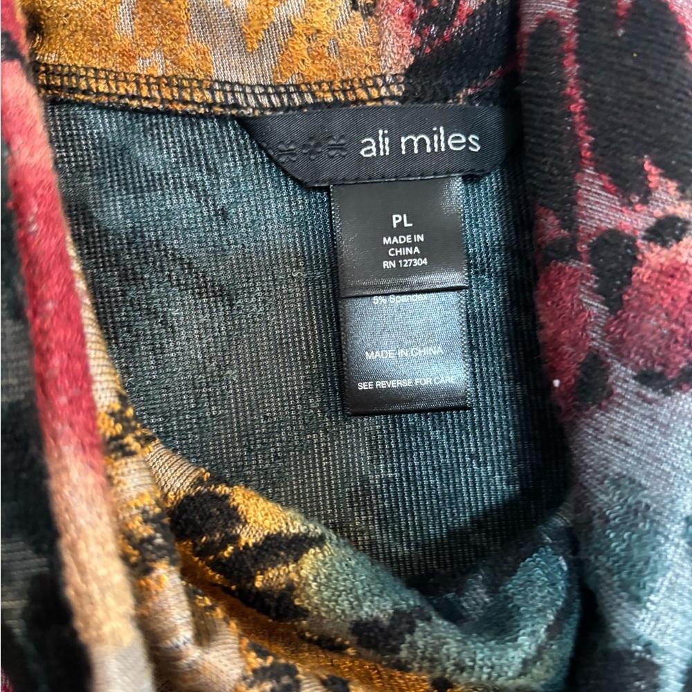 NWT Ali Miles Petite large burnout cowl neck lightweight sweater artsy - Picture 2 of 8